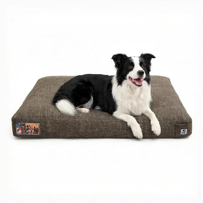 Sytopia 36 Inch Durable Dog Beds for Large Dogs, Waterproof Pet Crate Pad with Machine Washable Removable Cover, Great for Indoor, Outdoor, Crate, Patio Use, Brown