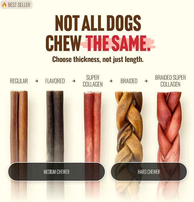 Natural Farm Braided Collagen Chews for Dogs (12 Inch, 6 Pack), Collagen Sticks, Natural Dog Chews, Long Lasting, for Small, Medium and Large Dogs, Odor-Free, Rawhide Alternative
