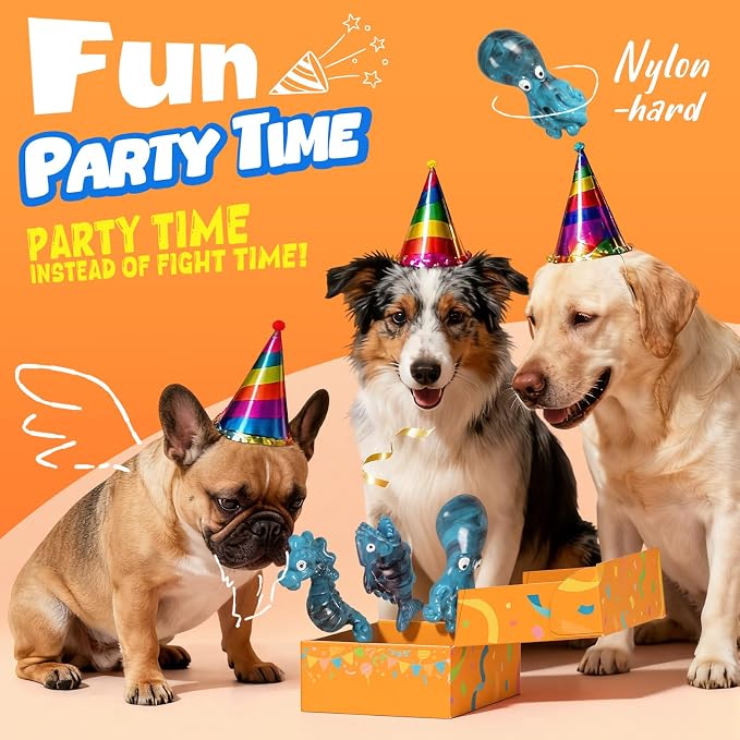 Dog Toys for Aggressive Chewers: Gift Box with 3 Pack Dog Chew Toys, Indestructible Dog Toy for Large Dogs Birthday, Bacon Flavored Chew Toys for Dogs, Tough Dog Toys to Keep Them Busy
