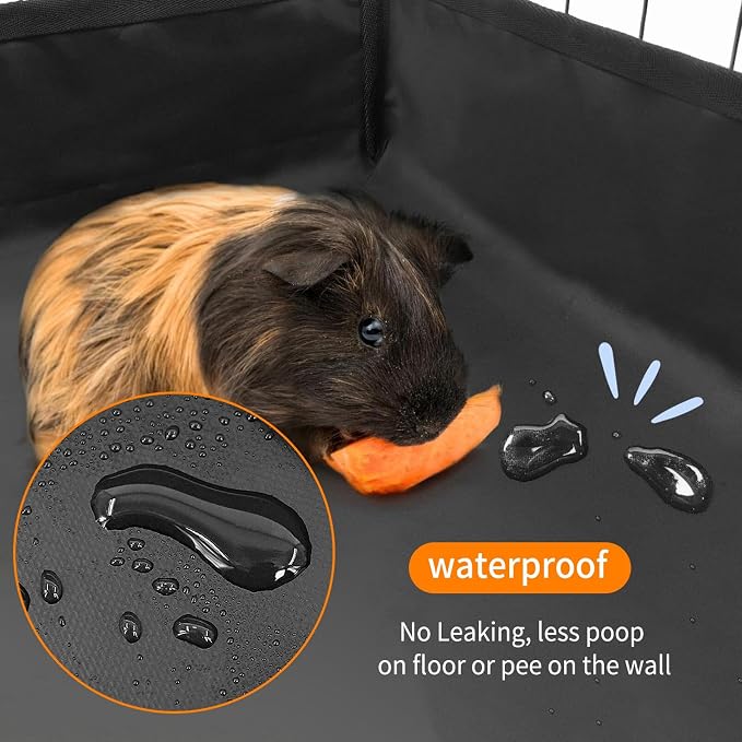 AKEfit Guinea Pig Cage Liner Tarp Bottom Waterproof and Washable for Rabbits, Bunny, Chinchesillas, Hedgehog, Ferrets and Hamsters, 48 "L x 24 "W x 4 "H-Black
