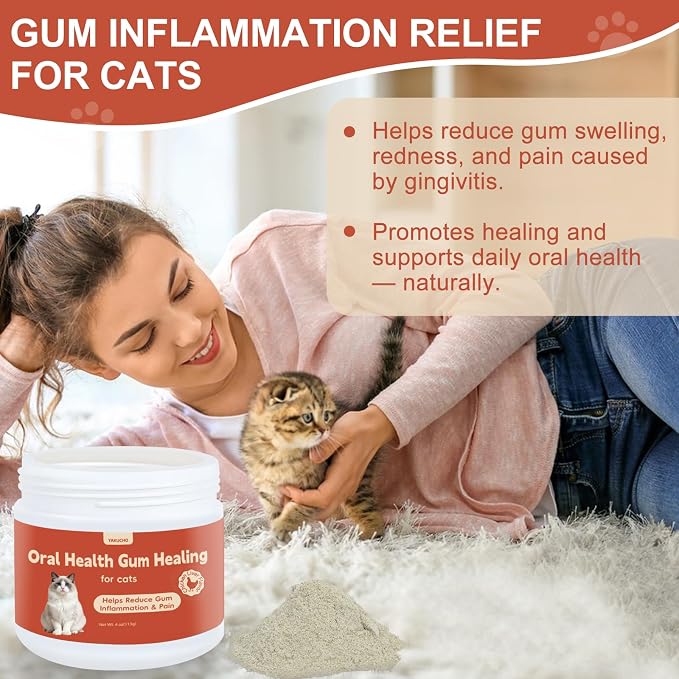 Oral Health for Cats, Cat Gingivitis Treatment, Reduce Gum Inflammation, Redness & Pain, Combats Gum Disease, Natural Plant-Based Active Formula, Cat Oral Care, Gums Health Treatment, 4 oz, 113g