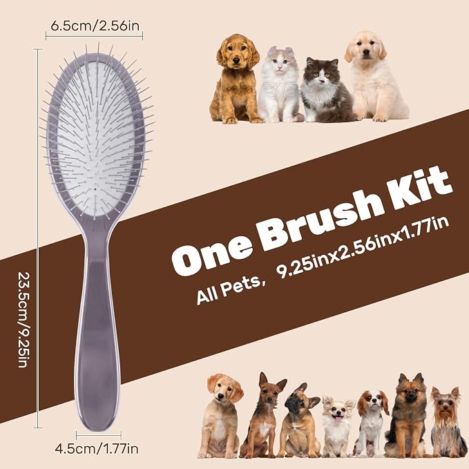 Slicker Brush for Dogs, Professional Pet Grooming Brush, 27mm Oval Stainless Steel Pin, Sparkle Glitter Handle, Anti-Static Round-Tipped Pins, Gentle Massage & Shedding Comb for Long Haired Dogs