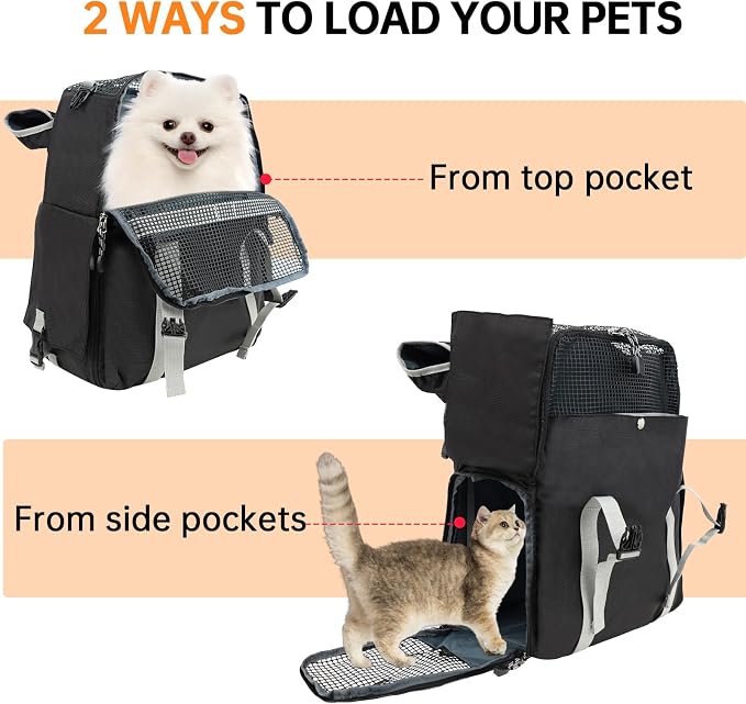 Cat Dog Backpack Carrier for Hiking Travel Portable Pet Daypack for Dog Cat Below 7kg/15.5lbs -Peach Red