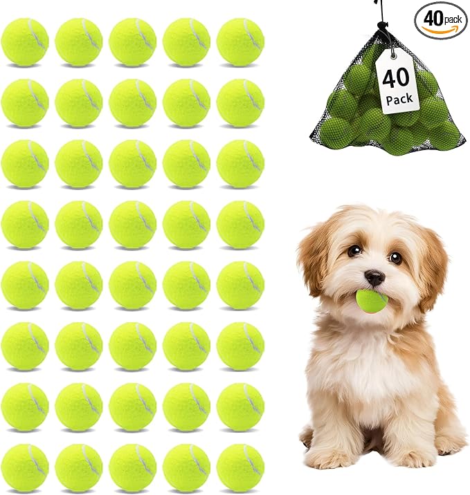 Magicorange Small Tennis Balls, 40 Pack 2 inch Tennis Balls for Dogs, Colorful Easy Catching Pet Dog Playing Ball (Yellow,40 Pack)