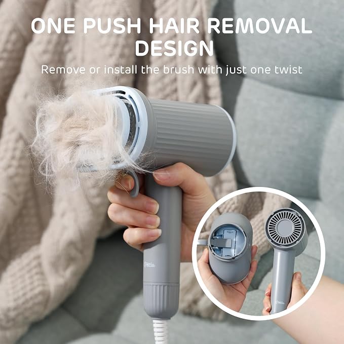 iPettie Breeze B540S Dog Grooming Hair Dryer with Slicker Brush, 2-in-1 Drying & Brushing Tool, Adjustable Temperature & Speed, Portable, Overheat Protection, Dog Blow Dryer for Dogs and Cats, Gray
