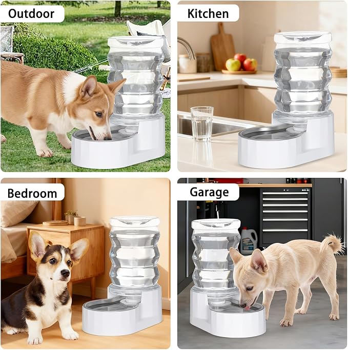 RIZZARI 6.5L Stainless Steel Pet Water Dispenser – Gravity Auto-Refill Waterer with Ion Exchange & Activated Carbon for Cats & Small Dogs, Spill-Resistant for Homes & Indoor Pet Spaces