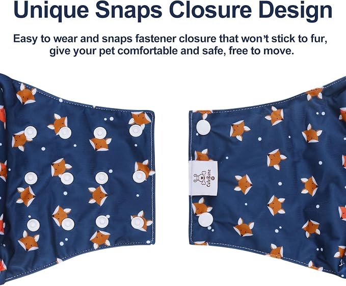 CuteBone Washable Dog Diapers Male with Snaps Reusable 3pcs a Pack Doggie Belly Band for Male Dogs Wraps KDM04S