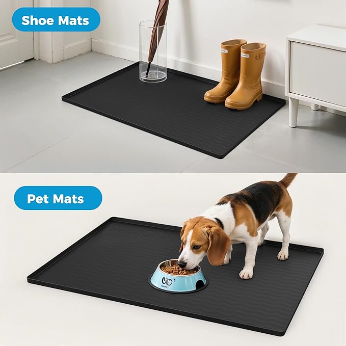 URMONA 40'' x 22'' Waterproof Silicone Under Sink Mat Cabinet and Counter Protector, Shelf Liner for Kitchen and Bathroom, Storage and Organizers, Litter Mat, Pet Cat Puppy Essentials（Charcoal）