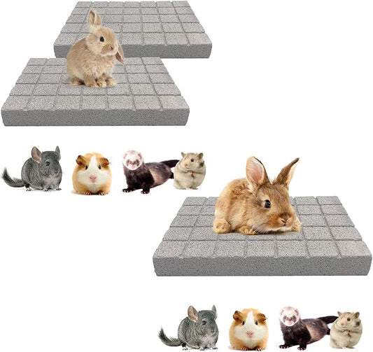 BNOSDM 2Pcs Rabbit Grinding Claw Pads 2Pack Bunny Scratch Foot Pads and Rabbit Grinding Claw Pads Natural Hamster Lava Stone Teeth Grinding Scratching Pad Chew Toy for Small Animals