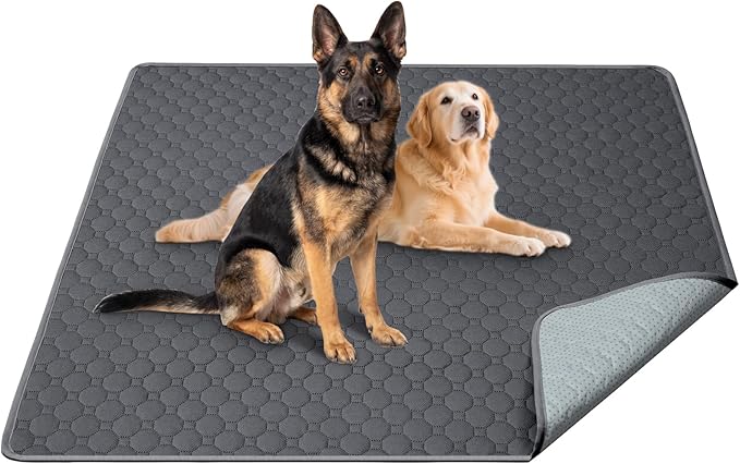 H.VERSAILTEX Premium Washable Pee Pads for Dogs 1 Pack Super Absorbent 100% Waterproof Reusable Non-Slip Quilted Puppy Training Pads for Crate Playpen Whelping & Potty Training(72"x72", Grey)