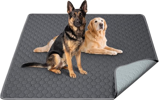 H.VERSAILTEX Premium Washable Pee Pads for Dogs 1 Pack Super Absorbent 100% Waterproof Reusable Non-Slip Quilted Puppy Training Pads for Crate Playpen Whelping & Potty Training(72"x72", Grey)