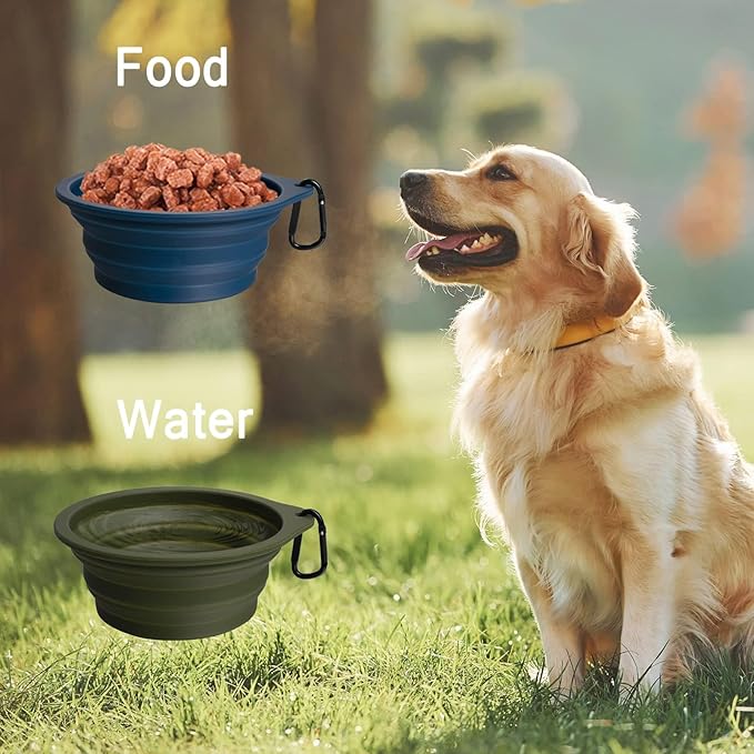 PetBonus Heavy Duty Tactical Dog Leash and 2-Pack Large Silicone Collapsible Dog Bowls