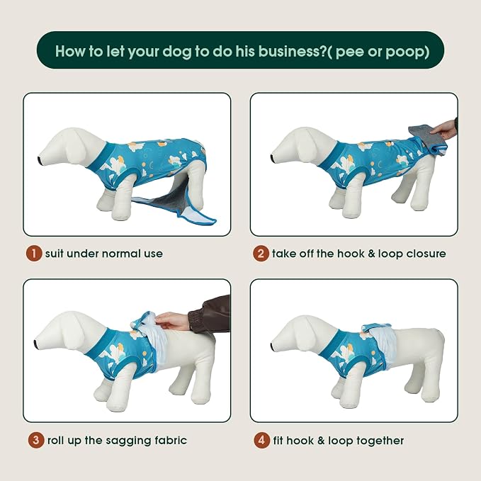 Kuoser Dog Surgery Recovery Suit, Pet Recovery Suit for Dogs Female Male Spay Neuter, Anti-Licking Dog Surgical Onesie for Abdominal Wounds Skin Issues, Dogs Bodysuit Cone E-Collar Alternative, L