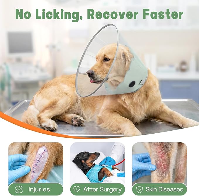 Dog Cone Collar to Stop Licking with Soft Liner, Comfortable Elizabeth Recovery Collar for Large Medium Dogs After Surgery, Pet Neck Head Cone Alternative,XXL