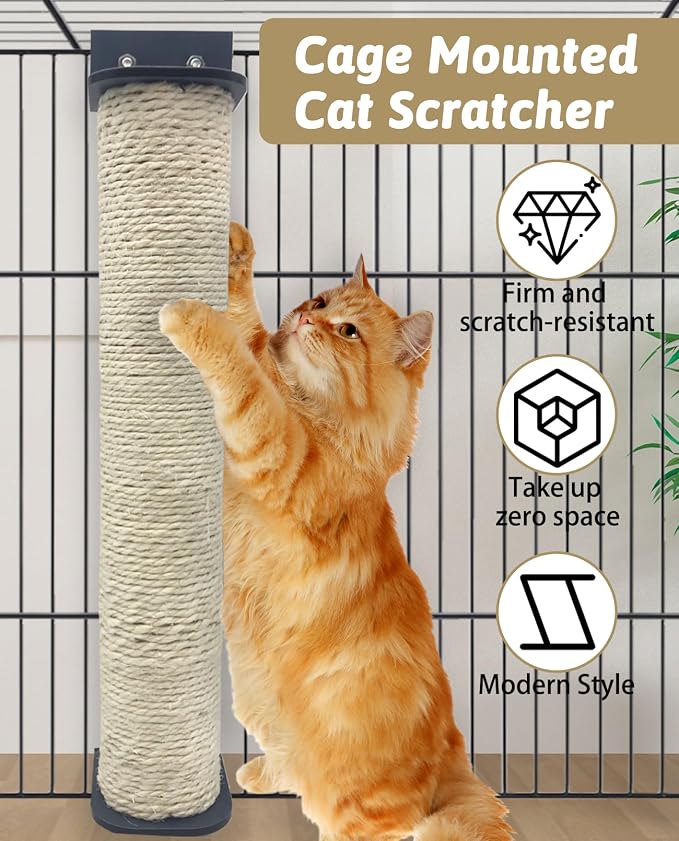 VCEPJH Cat Scratching Post for Crate Cage Mounted for Scratching and Cat Scratching Post Replacement for Indoor Cats Cat Scratch Post Refill Pole Parts Jute Rope Cat Furniture Protector