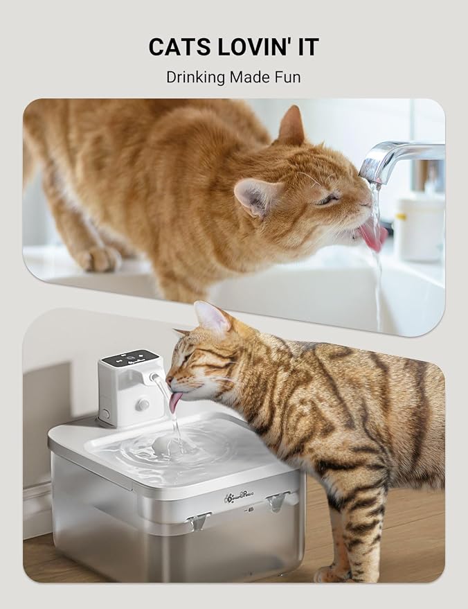 DownyPaws Cat Water Fountain Cordless, 84oz/2.5L Fursink Wireless Pet Water Fountains for Cats Indoor, Battery Operated Cat Drinking Fountain with Motion Sensor, Ultra Quiet Pump, BPA-Free, White