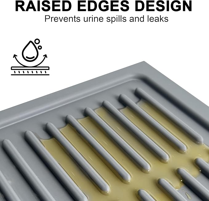 Cat Mat for Litter Box: Groove Design for Scatter Control - Easy Clean Silicone Cat Litter Mat (24"x15",Pack of 2,Grey)