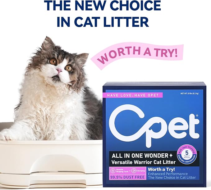 OPET Mixed Tofu Bentonite Multi-Cat Litter,Strong Fast Clumping Kitty Litter,99.9% Dust Free & Low Tracking,High Absorbent & Odor Control,Natural Pet Litter (18lb, White Tea)