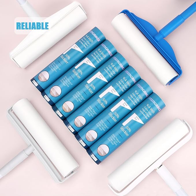 9.4 inch Extra Large Lint Roller Refills for PetLovers Extra-Wide 9.4 inch Giant Floor Lint Roller, 50% Stickier, Pack of 6 Refills, 60 Sheets per Refill, 360 Sheets Total