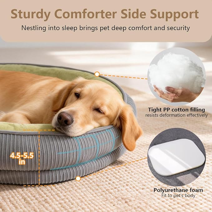 Washable Pet Dog Bed Large Sized Dog,Memory Foam Extra Large Calming Dog Cots Beds for Large Breed Dogs Crate Furniture,XL Dog Bed XXL Indoor Crate Mat with Detachable Bottom and Bolster Cushion