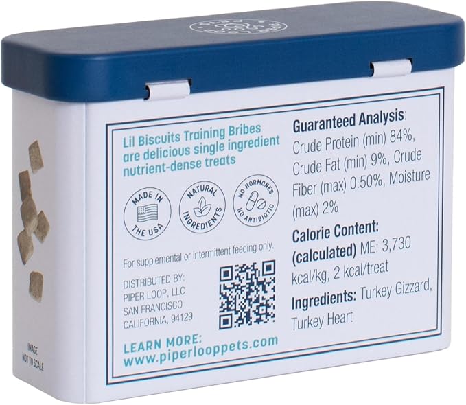 Piper Loop | Lil Biscuit Training Bribes | Pocket-Size Refillable Tin | Freeze-Dried | ~20 Treats | 100% Turkey | 0.5 oz