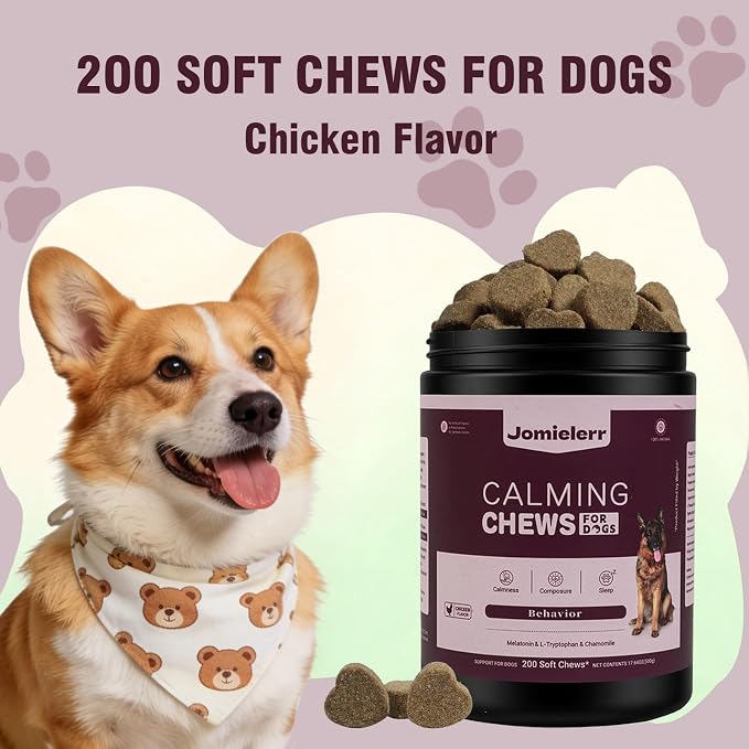 Calming Chews for Dogs 200 ct, Dog Calming Treats and Bites with Melatonin Anxiety Relief Treats for Dogs- Supports Relaxation for Travel, Separation, Barking, Fireworks, Chicken Flavor