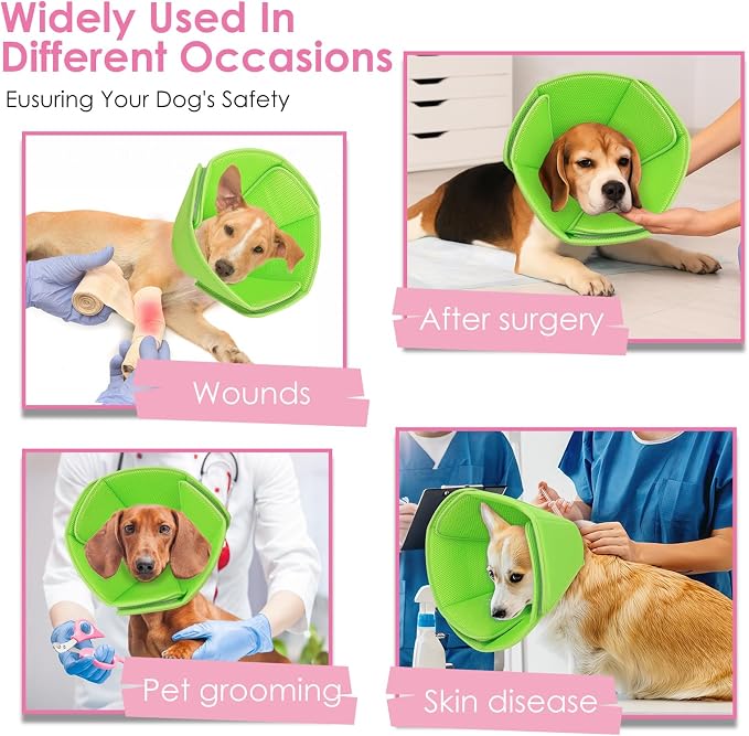 AOFITEE Soft Dog Cone Collar Anti-Licking, Dog Cone Alternative After Surgery, Elizabethan Cones for Large Dogs Post-Surgery, Neuter Recovery Pet Dogs E-Collar(Green,X-Large)