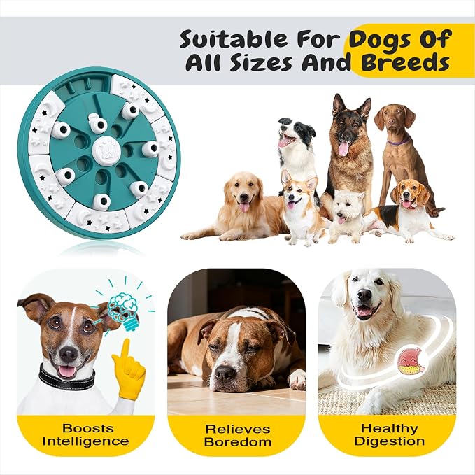 KADTC Dog Puzzle Toy, Large Size, 2 Levels of Step-by-Step Challenge, 3 Ways to Play Beginner to Advanced Slow Feeder & Mental Stimulation for Dogs Enrichment Toys
