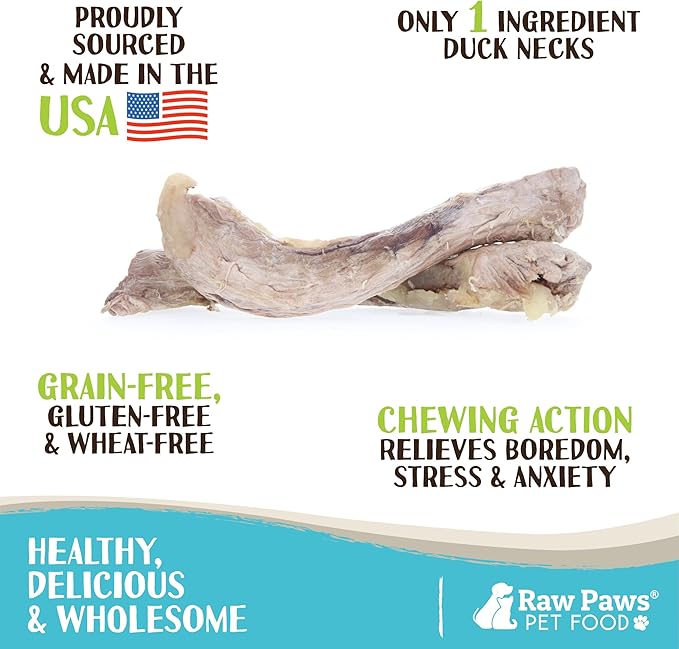 Raw Paws Freeze Dried Duck Necks & Feet Bundle - Duck Necks & Feet for Dogs, 5-oz & 10 Pack - Made in USA - Fully Digestible Dog Chew - Single Ingredient Treats