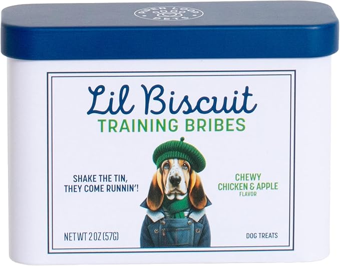 Piper Loop | Lil Biscuit Training Bribes | Pocket Refillable Tin | Chewy | ~20 Treats | Chicken & Apple with Probiotics | 2 oz