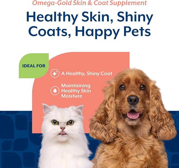 NaturVet – Omega-Gold Plus Salmon Oil | Supports Healthy Skin & Glossy Coat | Enhanced with DHA, EPA, Omega-3 & Omega-6 | for Dogs & Cats | 180 Soft Chews