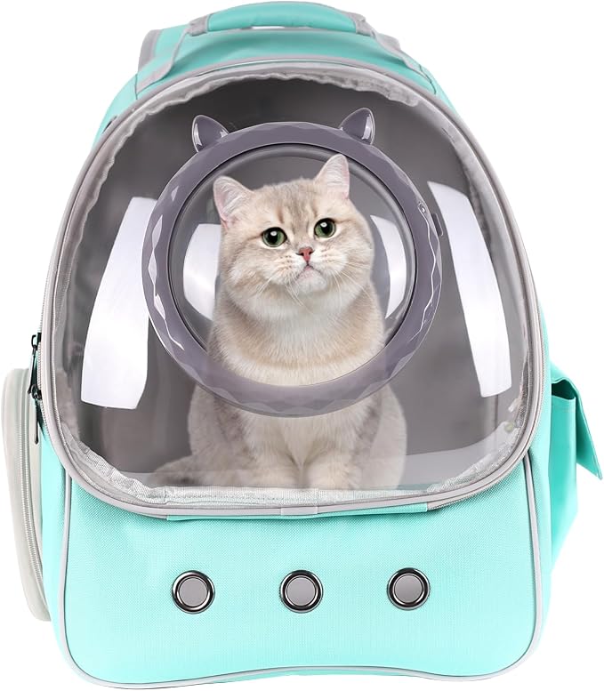 Green Cat Backpack,Cat Bubble Backpack, Cat Bag Carrier with Bubble Dome for Hiking, Travel, Outdoor Cycling,Airline Approved, Fit up to 18 lbs.