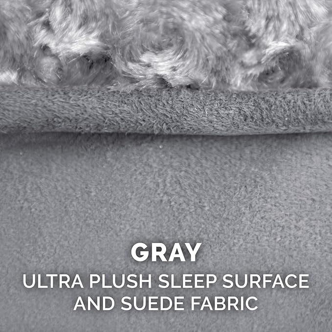 Furhaven Replacement Dog Bed Cover Ultra Plush Faux Fur & Suede Contour Luxe Lounger, Machine Washable - Gray, Jumbo (X-Large)