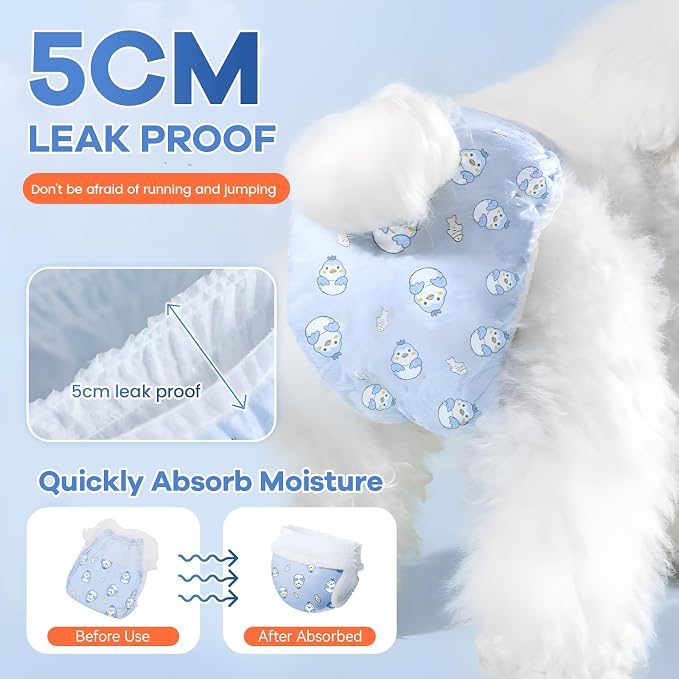 Disposable Dog Diapers Absorbent Soft Puppy Doggie Diapers for Female Dogs with Stretchy Waist Puppy Diaper in Heat Period Excitable Urination (XS 10PCS)