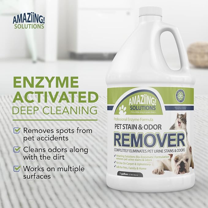Pet Stain and Odor Remover - Enzyme Cleaner, Pet Urine Odor Eliminator Refill - Floor & Carpet Cleaner, Pet Deodorizers For Home, Fabric Freshener W/Fresh, Clean Scent, 1 Gallon