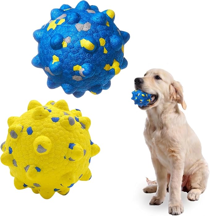 2 Pcs Tough ETPU Dog Balls for Aggressive Chewers - Bouncy, Floating Chew Toys for Fetch & Water Play with Medium Large Dogs