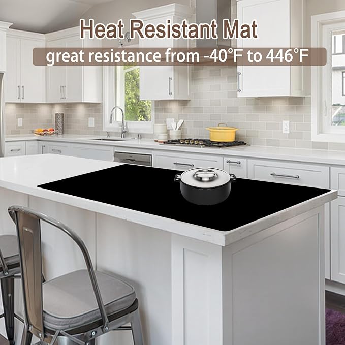 47.3''x23.6''(120cmx60cm) Extra Large Silicone Mat for Kitchen Counter, 1.5MM Thick Non-Slip Heat Resistant Countertop Protector, Waterproof Durable Kitchen Mat for Countertops, Translucent Gray