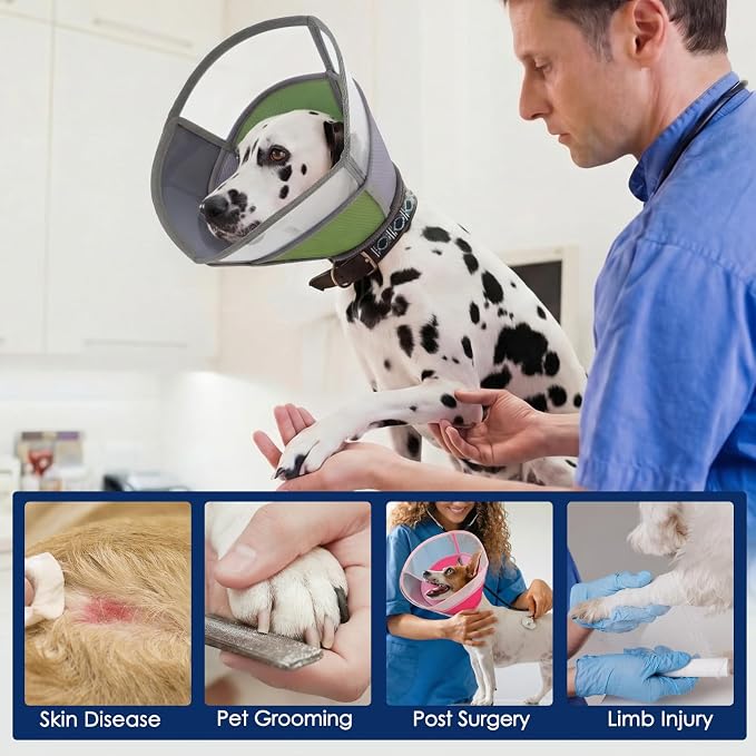 KOESON Soft Dog Cone, Comfortable Large Dog Cone Collars with Adjustable Drawstring, Clear Recovery Cone for Large Dogs, E-Collar Alternative to Stop Licking for German Shepherd, Dobermen
