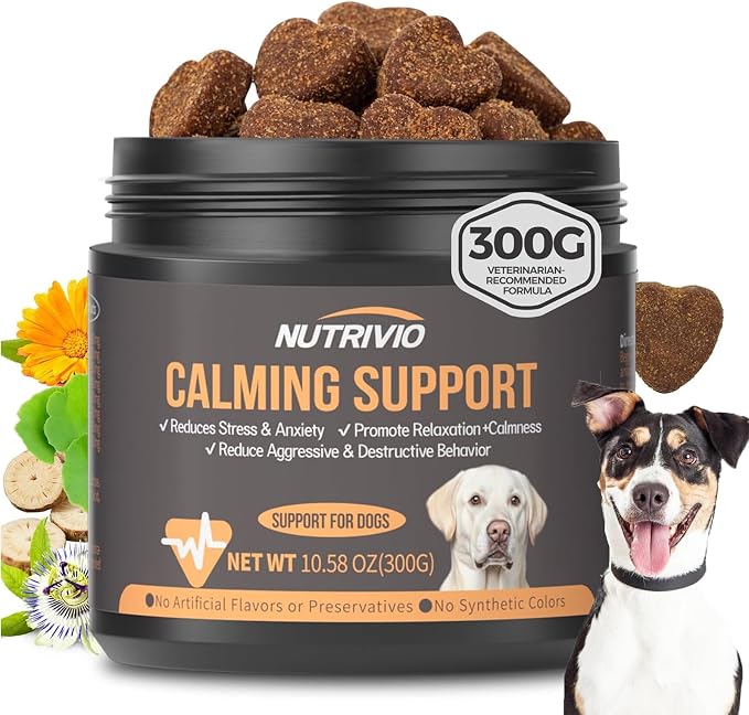 Melatonin Calming Chews for Dogs, Calming Dog Supplement, Melatonin Chews to Help Reduce Anxiety and Stress from Storms, The Vet, Fireworks and Travel, Chicken Flavored 120 Soft Chews 300g