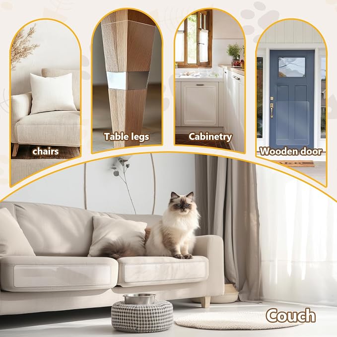 Anti Cat Scratch Furniture Protector,11.8" x 160" Self-Adhesive Couch Protector for Cat Claws, Heavy Duty Couch Cover Furniture Protectors from Cats Scratching Tape for Sofa, Corner, Door, Chair