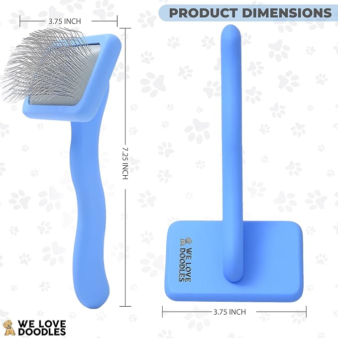 We Love Doodles Small Dog Dematting Rake & Small Slicker Brush - Detangler Brush for Dogs, Comb Tool for Grooming, Pet Grooming Detangler Pin Dog Brush for Long Hair, Dog Slicker Brush for Pet Hair