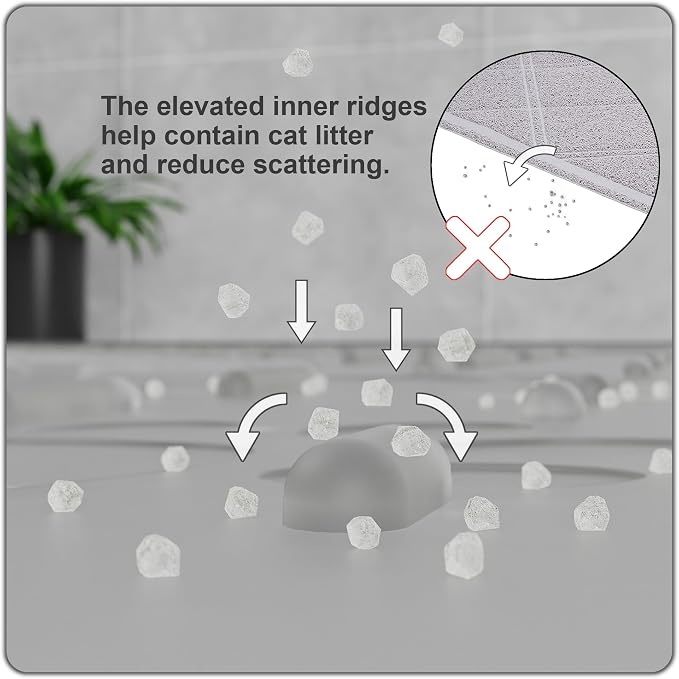 OHMO Cat Litter Mat Large Trapping Mat Premium Silicone Rubber 23.5x16 Semi Clear, Waterproof and BPA Free Kitty Litter Box Mat, Easy to Clean and Keeps the Floor Tidy
