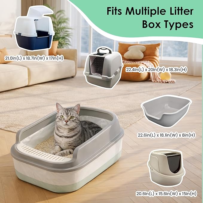 Thickened Cat Litter Box Liner Bag, 60 Count 37"×18" Jumbo Size, Extra Thick Leakproof, Tear-Resistant, Heavy Duty Enhanced Load-Bearing Strength, Ideal for Multi-Cat Family Cat Litter Bags
