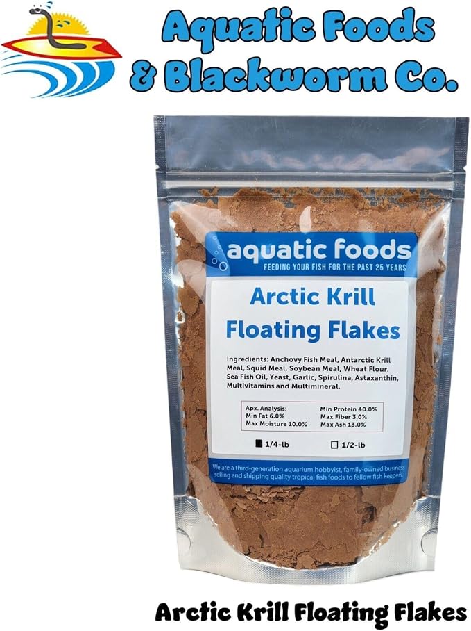 Arctic Krill Flakes which Contain Natural Carotenoids & Astaxanthin that Will Enhance The Vibrant Colors of Fish, for All Tropical and Marine Fish...WL…1/4-lb Foil Pouch Bag