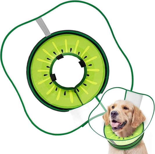 Sponge Dog Cone Collar, Dog Recovery Collar Alternative with Detachable High Clear Shield, Adjustable Soft Neck Cone for Small Medium Large Dogs, Stop Licking After Surgery (Kiwi,XXL)