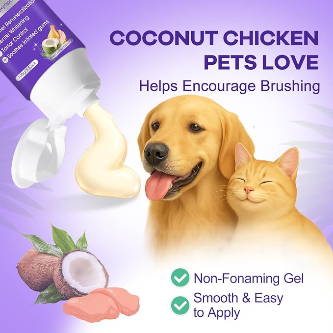 Dog Toothbrush – Newly Upgraded Dual-Head Design + Enzymatic Dog & Cat Toothpaste with Nano-Hydroxyapatite (nHA)