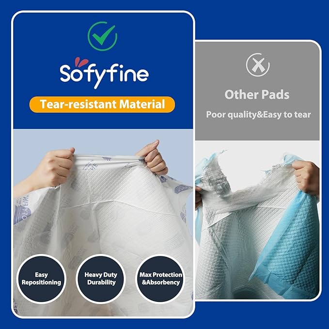 SOFYFINE Disposable Adult Underpads 36"x48" XXL Extra-Large Incontinence Bed Pads – Mattress Protector Pee Pads for Adults Kids, Bed Protection & Training [40 Pads]