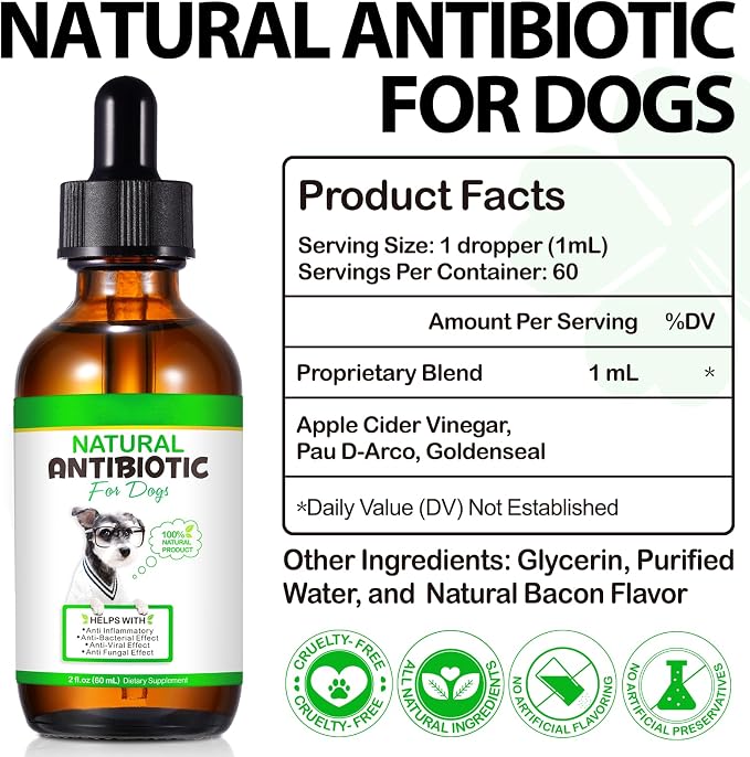 2 Pack Antibiotics for Dogs, Natural Antibiotics for Dogs, Dog Antibiotics, Dog Multivitamin for Pets, Dog Supplies Antibiotics, Natural Dog Antibiotics Supports Dog Allergy and Itch Relief