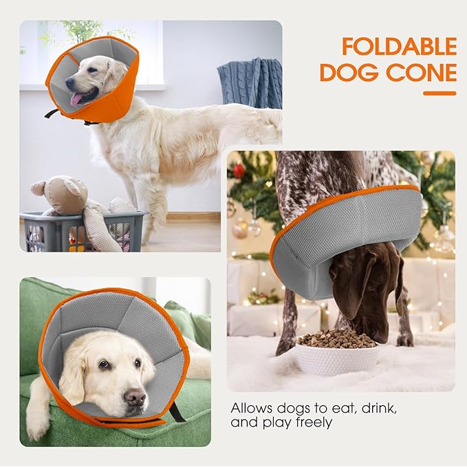 Dog Cone Collar After Surgery for Medium Dogs, Adjustable Soft Recovery Cone for Dogs to Stop Licking Biting, Comfortable Pet Elizabethan Alternative for Wound Healing