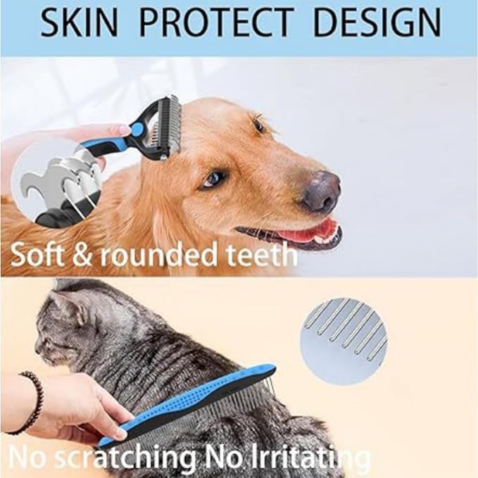 acssart Pet Grooming Brush Original - Pet Pro Grooming Tool, Deshedding for Cats & Dogs (Blue)